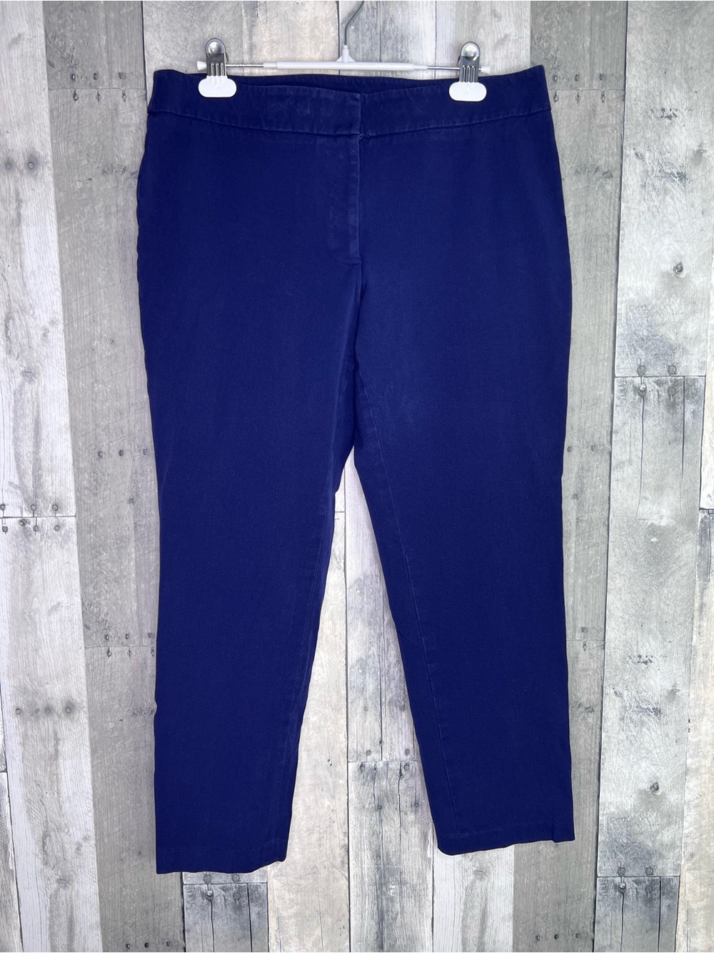 TOMMY HILFIGER Navy Blue Stretch Ankle Pants Front Zip Size 10